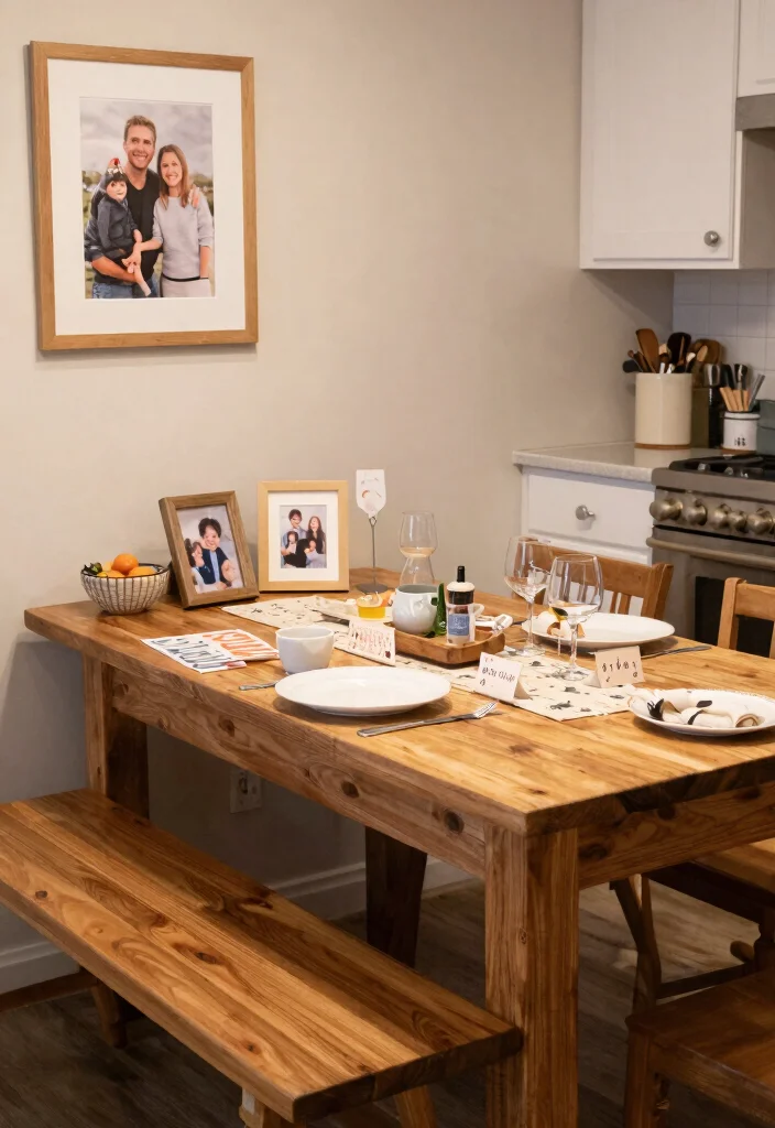 15 Bench Kitchen Table Ideas With Casual Comfort - 15. Personal Touches 1