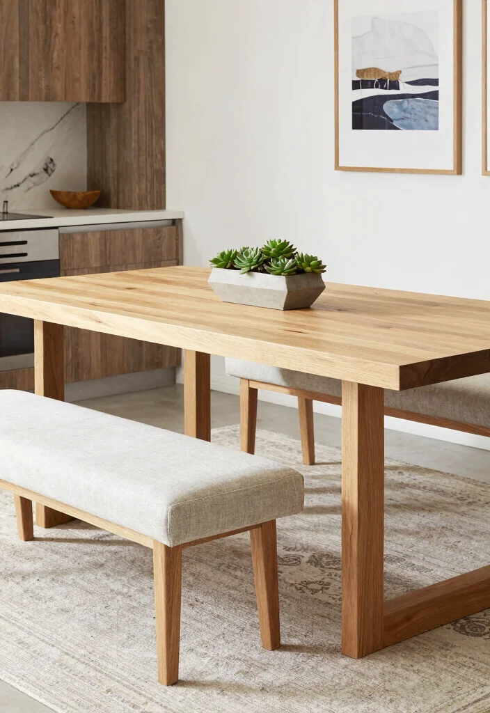 15 Bench Kitchen Table Ideas With Casual Comfort - 2. Modern Meets Rustic 1