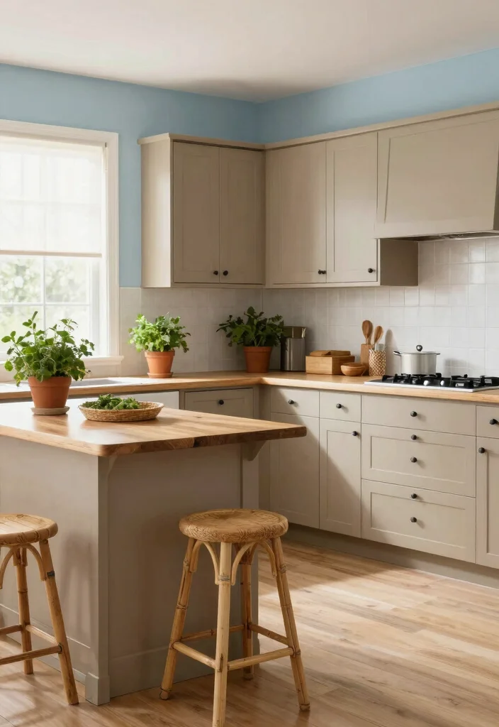 15 Brown Painted Kitchen Cabinets Ideas With Warm Tone - 9. Breezy Beige Brown 1