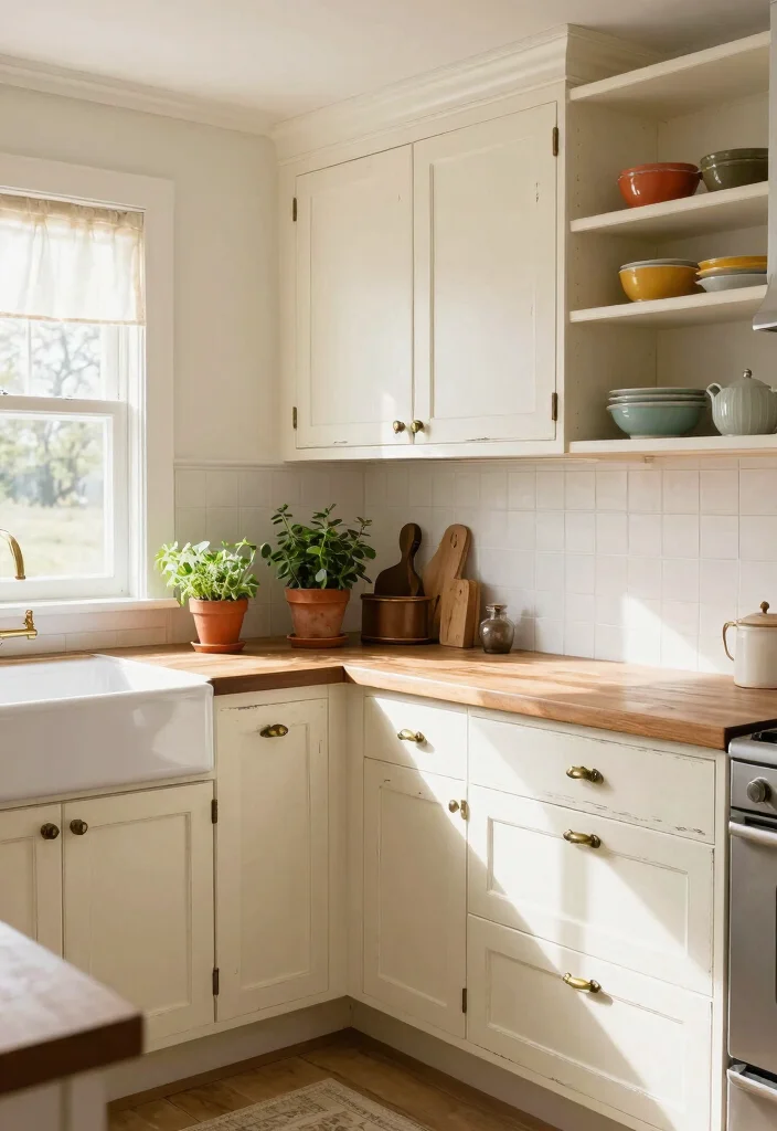 15 Distressed Kitchen Cabinets Ideas With Rustic Character 1 15 Distressed Kitchen Cabinets Ideas With Rustic Character - 1. Creamy White Cabinets 1