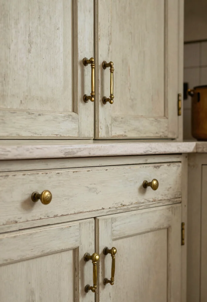 15 Distressed Kitchen Cabinets Ideas With Rustic Character 11 15 Distressed Kitchen Cabinets Ideas With Rustic Character - 11. Vintage Hardware Touches 1