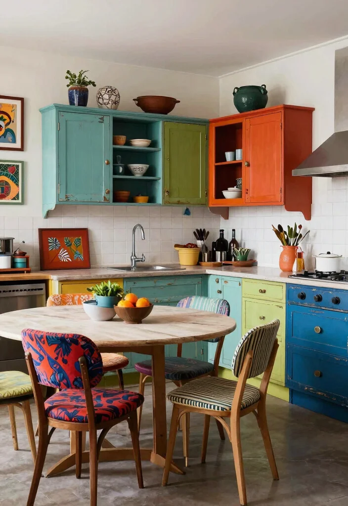 15 Distressed Kitchen Cabinets Ideas With Rustic Character 13 15 Distressed Kitchen Cabinets Ideas With Rustic Character - 13. Eclectic Mix and Match 1