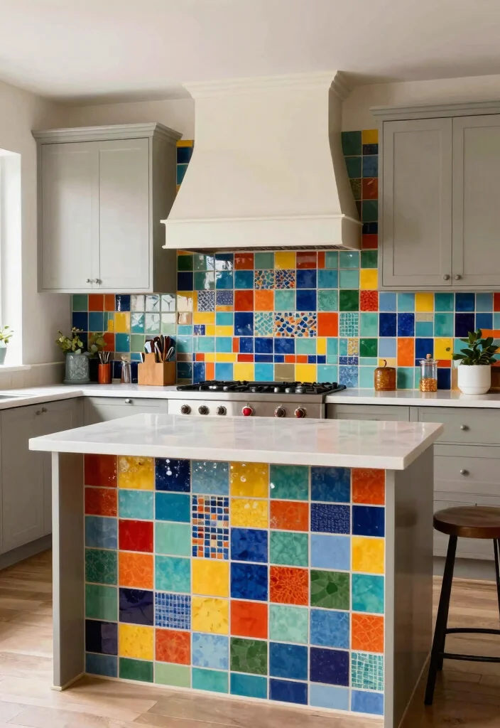 15 Kitchen Designs With Island Ideas That Impress - 13. Colorful Tile Backsplash Island 1