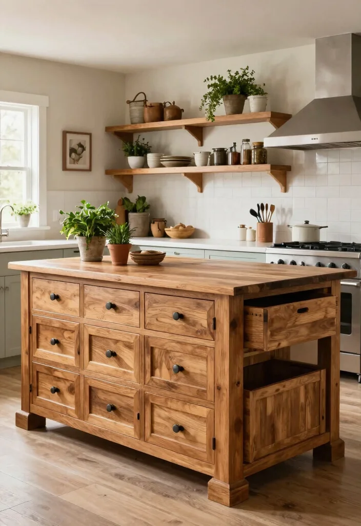 15 Kitchen Designs With Island Ideas That Impress - 8. Farmhouse Island with Storage Solutions 1