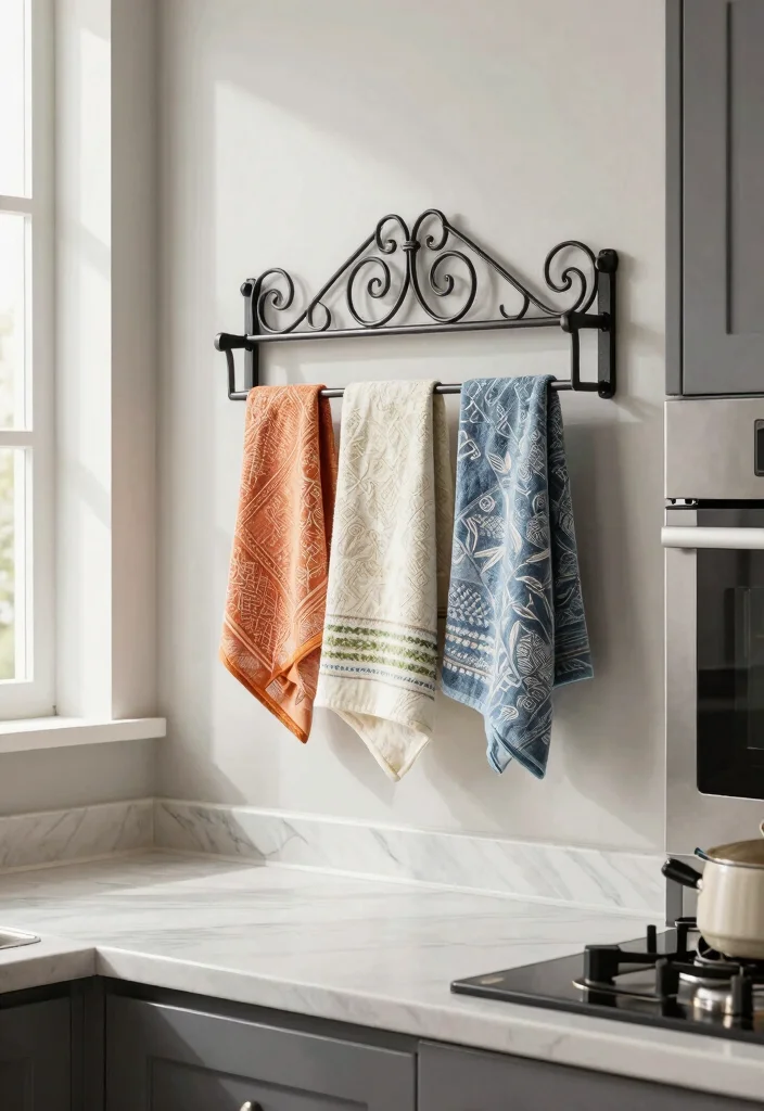 15 Kitchen Towel Storage Ideas That Look Neat & Stylish 2 15 Kitchen Towel Storage Ideas That Look Neat & Stylish - 2. Decorative Towel Racks 1