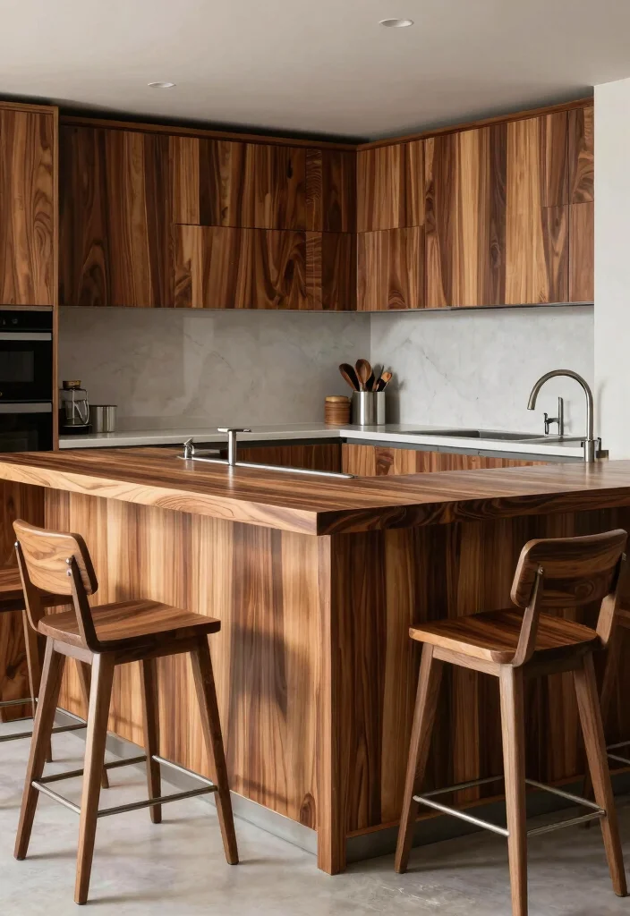 15 Modern Kitchen Bar Ideas With Sleek Style - 10. Exotic Wood Accents 1