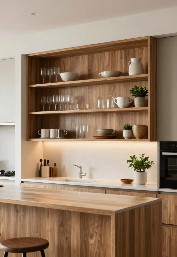 15 Modern Kitchen Bar Ideas With Sleek Style - 3. Open Shelving Above the Bar 1