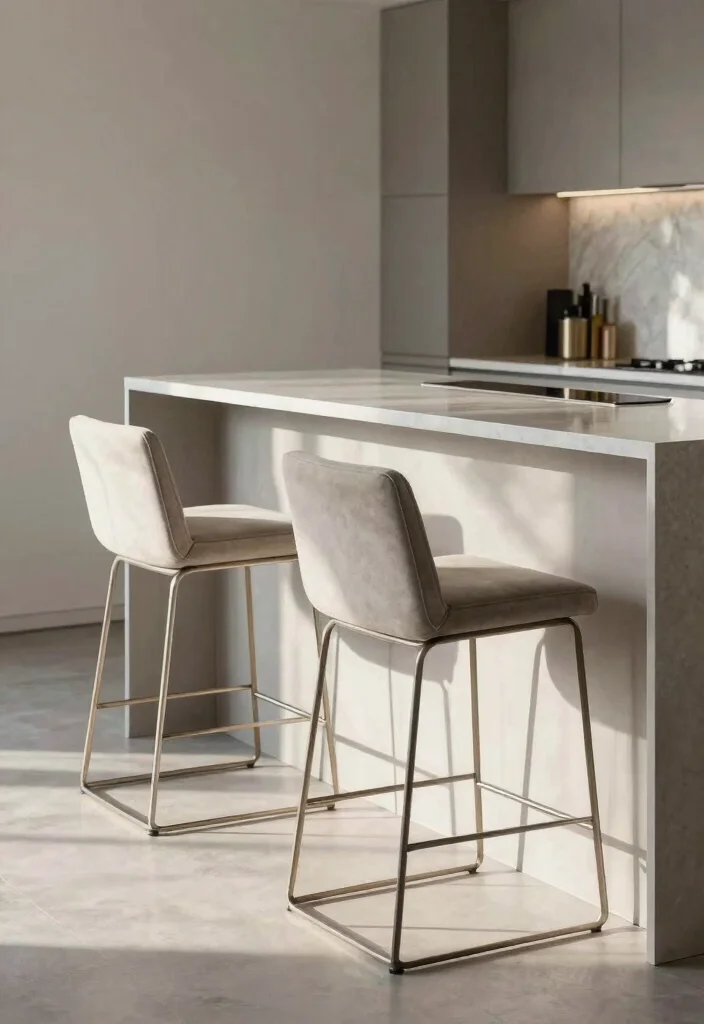 15 Modern Kitchen Bar Ideas With Sleek Style - 4. Chic Bar Stool Selection 1