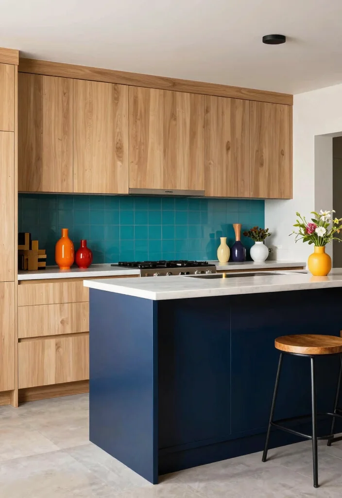 15 Modern Kitchen Bar Ideas With Sleek Style - 6. Bold Accent Colors 1