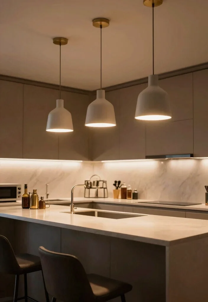 15 Modern Kitchen Bar Ideas With Sleek Style - 9. Sophisticated Lighting Fixtures 1