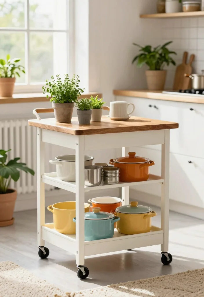 15 Movable Kitchen Island Ideas With Versatile Design - 1. Rolling Cart Magic 1