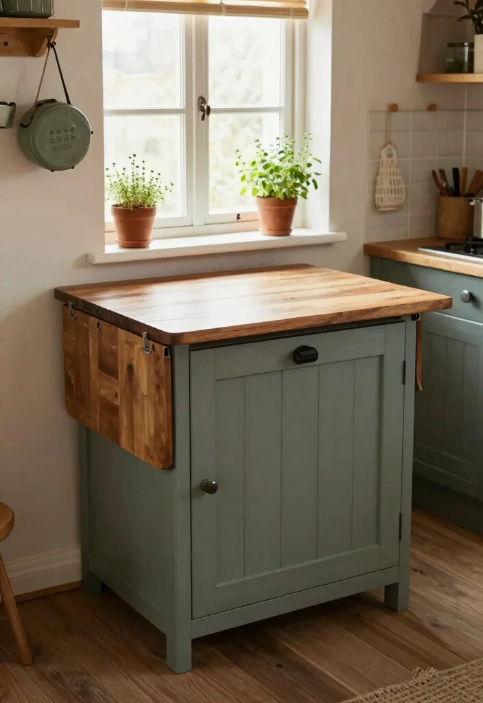 15 Movable Kitchen Island Ideas With Versatile Design - 11. Compact Drop Leaf Islands 1