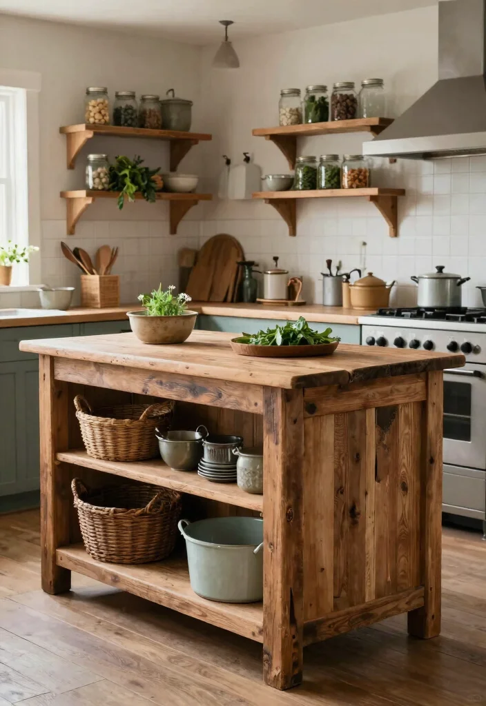 15 Movable Kitchen Island Ideas With Versatile Design - 6. Rustic Appeal 1
