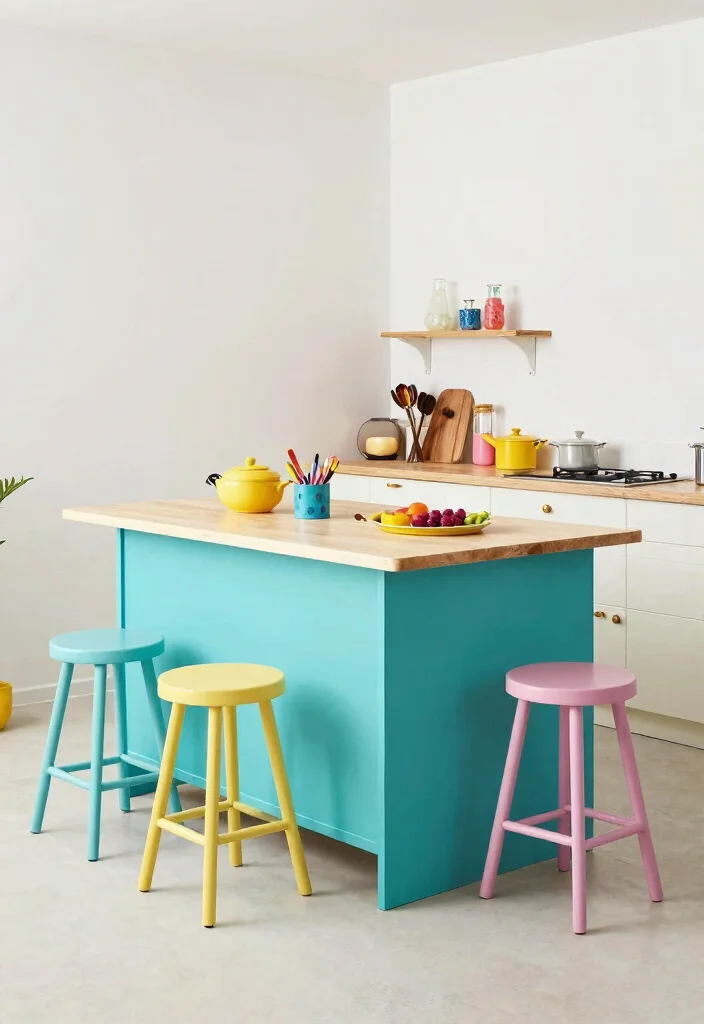 15 Movable Kitchen Island Ideas With Versatile Design - 7. Colorful Stunners 1