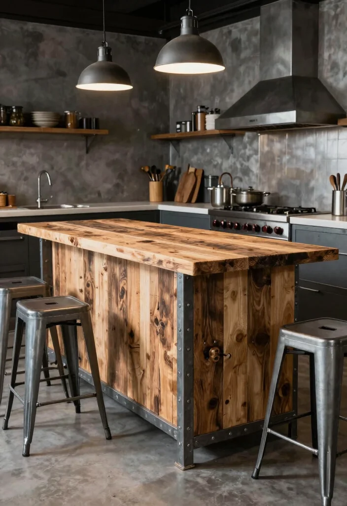 15 Movable Kitchen Island Ideas With Versatile Design - 9. Industrial Edge 1