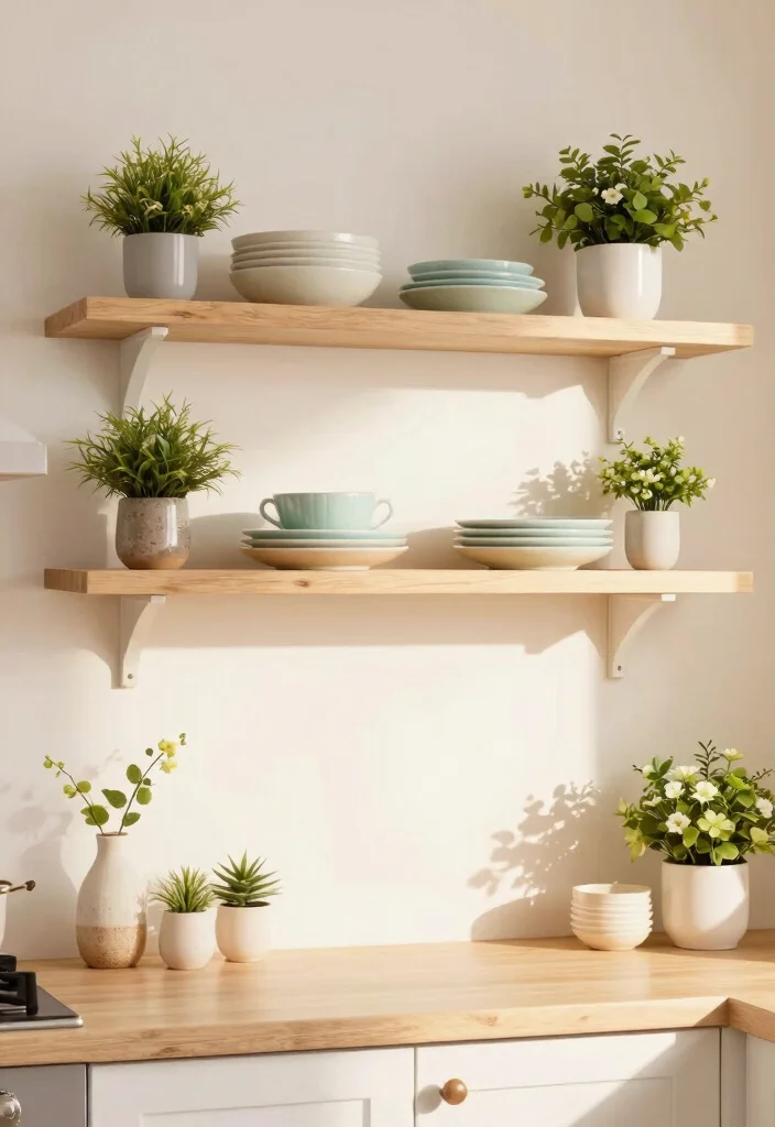 15 Open Kitchen Shelf Ideas With Modern Display - 11. Seasonal Rotations 1