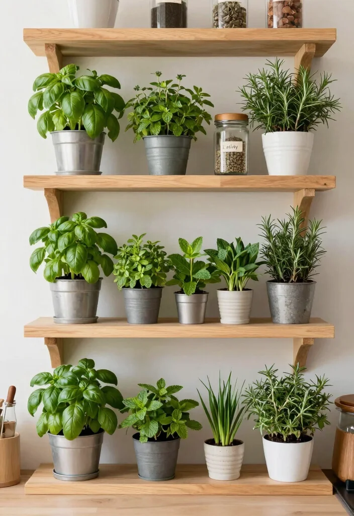 15 Open Kitchen Shelf Ideas With Modern Display - 12. Herb and Spice Garden 1