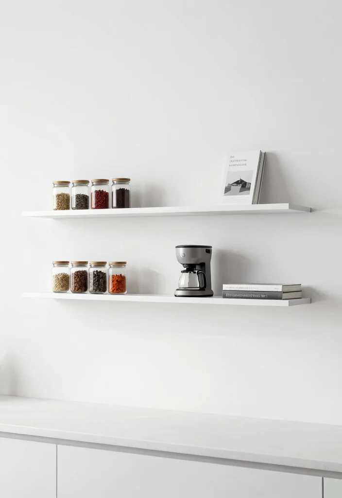 15 Open Kitchen Shelf Ideas With Modern Display - 6. Floating Shelves for Small Spaces 1