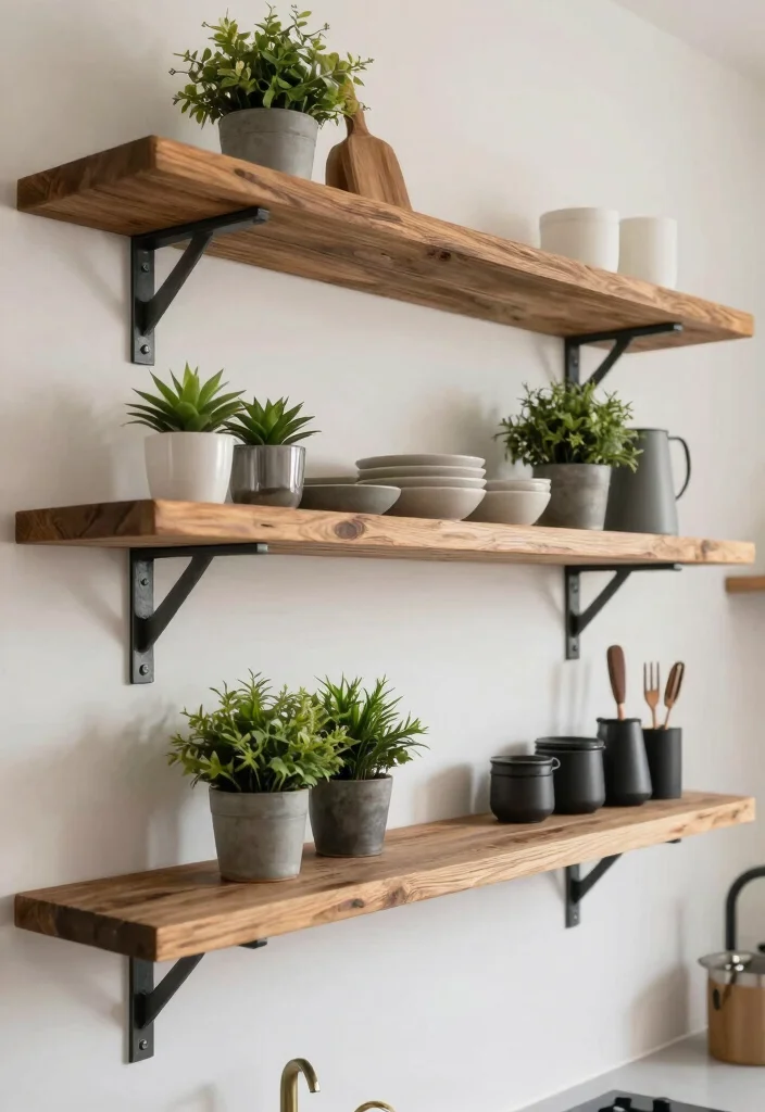15 Open Kitchen Shelf Ideas With Modern Display - 8. Modern Industrial Style 1