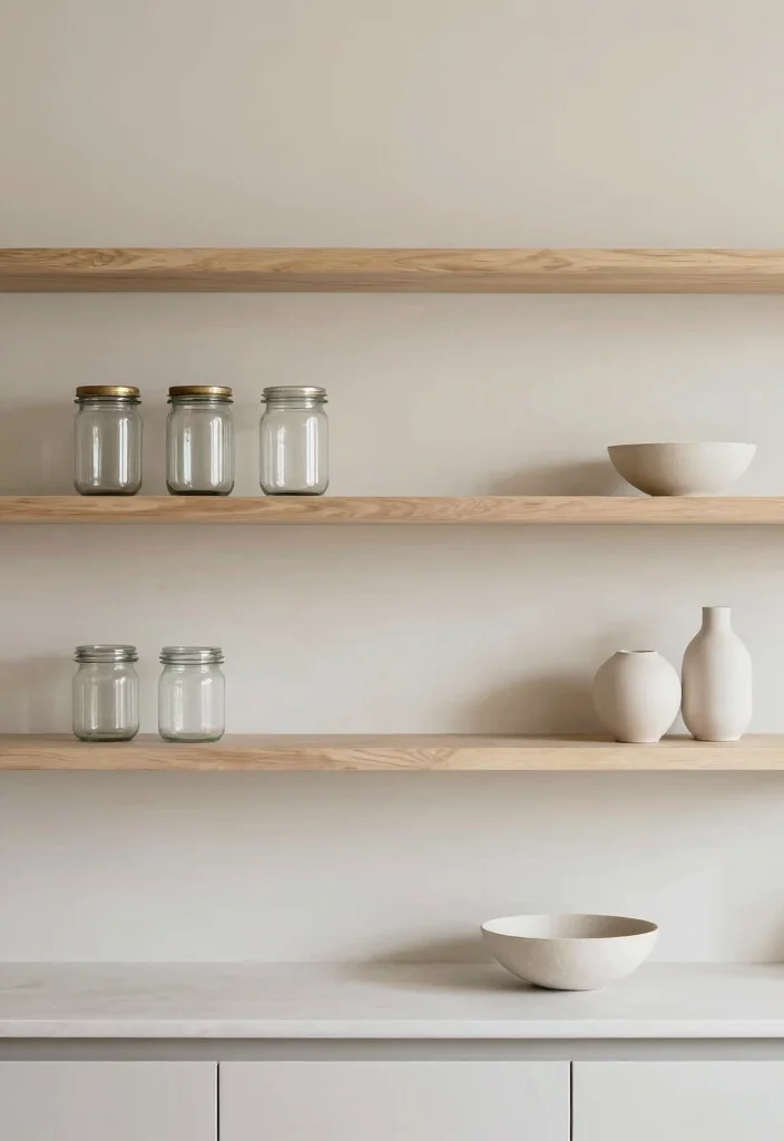 15 Open Kitchen Shelf Ideas With Modern Display - 9. Minimalist Open Shelving 1