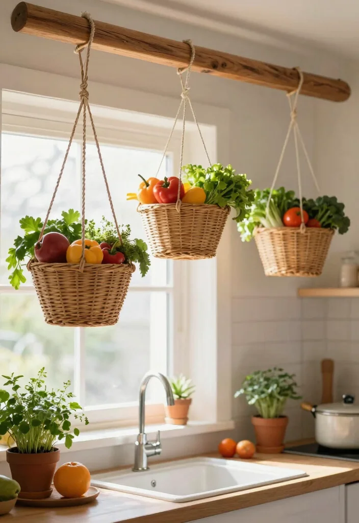 15 Organize Kitchen Cabinets Ideas That Reduce Clutter 12 15 Organize Kitchen Cabinets Ideas That Reduce Clutter - 12. Hanging Baskets for Fruits and Vegetables 1