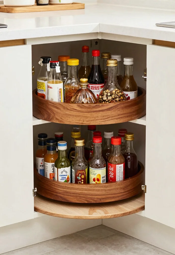15 Organize Kitchen Cabinets Ideas That Reduce Clutter 13 15 Organize Kitchen Cabinets Ideas That Reduce Clutter - 13. Use a Lazy Susan for Corner Cabinets 1