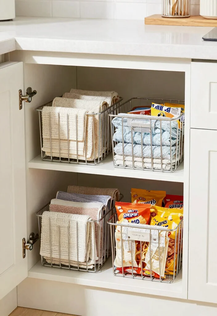 15 Organize Kitchen Cabinets Ideas That Reduce Clutter 14 15 Organize Kitchen Cabinets Ideas That Reduce Clutter - 14. Under-Shelf Baskets for Extra Storage 1
