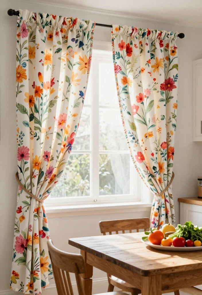 15 Rustic Kitchen Curtains Ideas With Country Charm - 4. Floral Prints 1