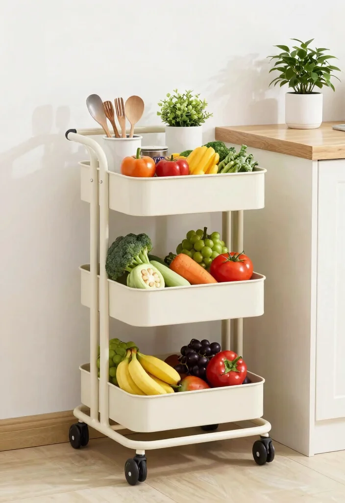 15 Small Kitchen Storage Ideas That Maximize Every Inch - 10. Rolling Carts for Flexibility 1