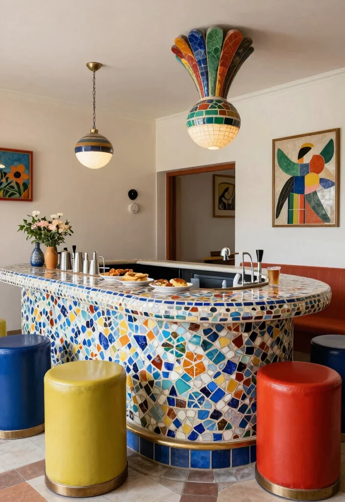 16 Breakfast Bar Kitchen Ideas That Feel Cozy & Social - 13. Artistic Breakfast Bar 1