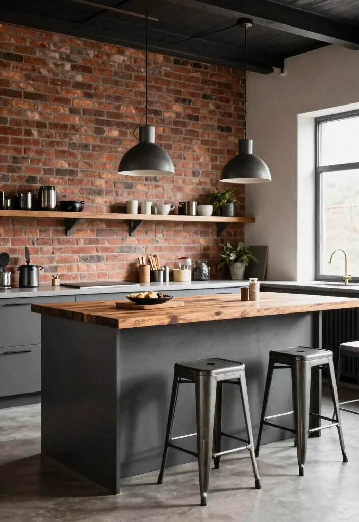 16 Breakfast Bar Kitchen Ideas That Feel Cozy & Social - 3. Industrial Chic Breakfast Bar 1
