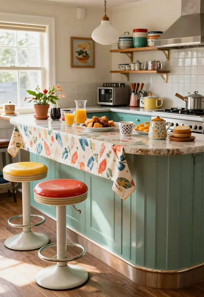 16 Breakfast Bar Kitchen Ideas That Feel Cozy & Social - 6. Vintage-Inspired Breakfast Bar 1