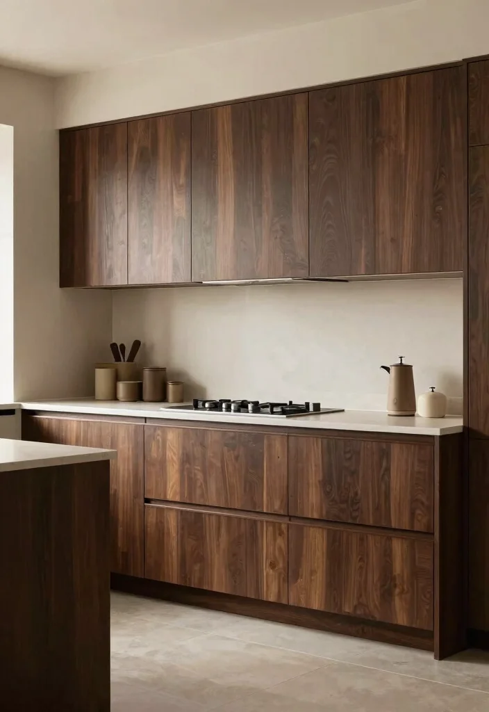 16 Dark Wood Kitchen Cabinets Ideas With Rich Warmth 12 16 Dark Wood Kitchen Cabinets Ideas With Rich Warmth - 12. Monochromatic Magic 1