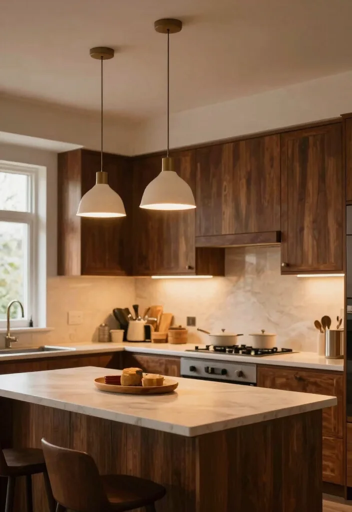 16 Dark Wood Kitchen Cabinets Ideas With Rich Warmth 13 16 Dark Wood Kitchen Cabinets Ideas With Rich Warmth - 13. Creative Lighting Solutions 1