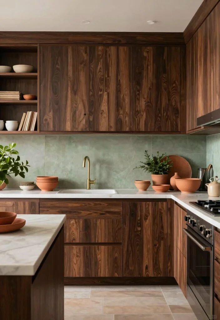 16 Dark Wood Kitchen Cabinets Ideas With Rich Warmth 14 16 Dark Wood Kitchen Cabinets Ideas With Rich Warmth - 14. Earthy Palette Inspiration 1