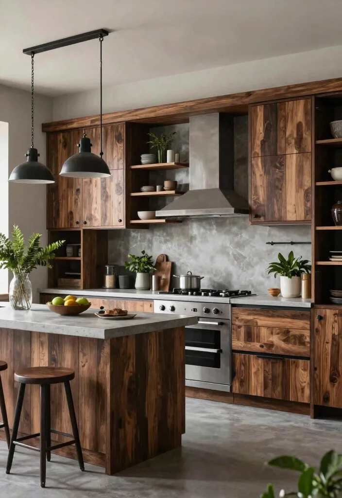 16 Dark Wood Kitchen Cabinets Ideas With Rich Warmth 5 16 Dark Wood Kitchen Cabinets Ideas With Rich Warmth - 5. Rustic-Modern Fusion 1