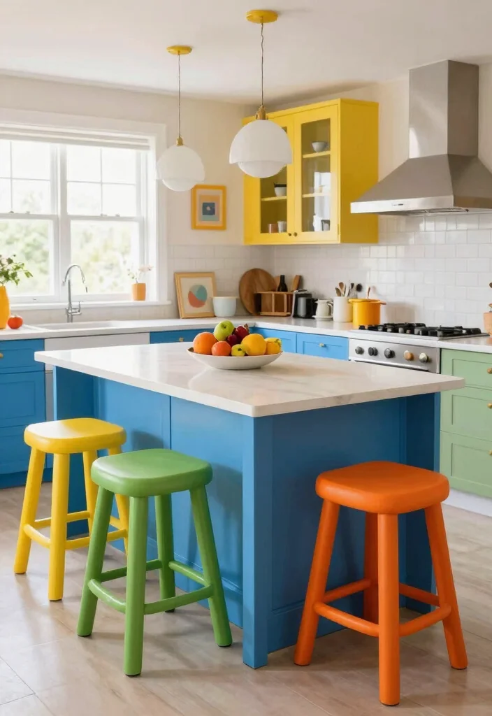 16 Extended Kitchen Island With Seating Ideas That Gather Everyone 3 16 Extended Kitchen Island With Seating Ideas That Gather Everyone - 3. Vibrant Color Pop 1
