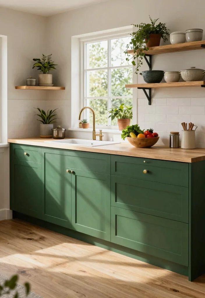 16 Forest Green Kitchen Cabinets Ideas With Moody Elegance 1 16 Forest Green Kitchen Cabinets Ideas With Moody Elegance - 1. Pairing Forest Green with Natural Wood 1