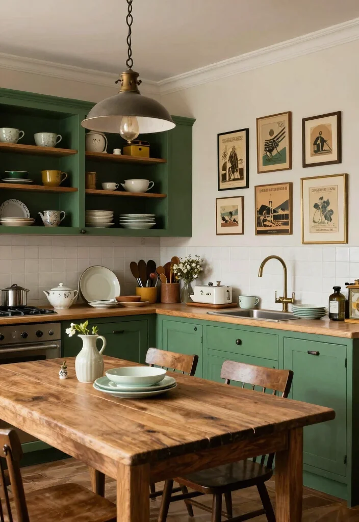 16 Forest Green Kitchen Cabinets Ideas With Moody Elegance 11 16 Forest Green Kitchen Cabinets Ideas With Moody Elegance - 11. Vintage Flair with Forest Green 1