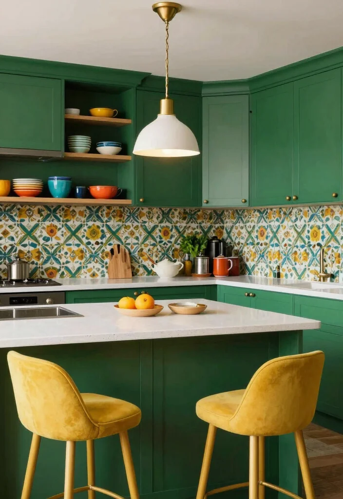 16 Forest Green Kitchen Cabinets Ideas With Moody Elegance 3 16 Forest Green Kitchen Cabinets Ideas With Moody Elegance - 3. Combining with Bold Accents 1