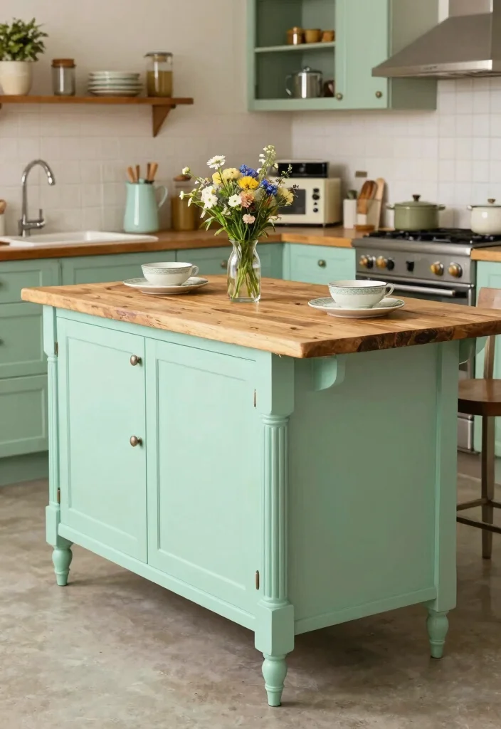 16 Kitchen Island With Table Extension Ideas That Add Flexibility - 10. Vintage Style Island with Table Extension 1