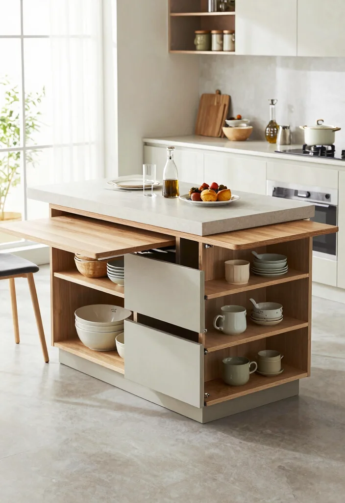 16 Kitchen Island With Table Extension Ideas That Add Flexibility - 12. Multi-Functional Island with Storage 1
