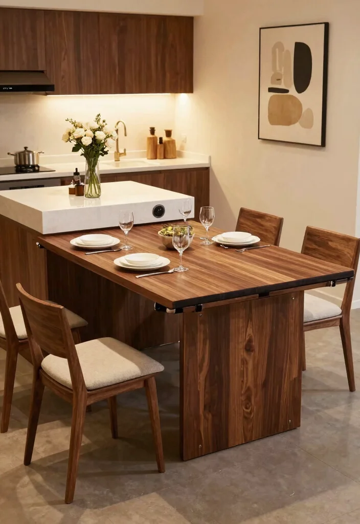 16 Kitchen Island With Table Extension Ideas That Add Flexibility - 2. Foldable Extension Table 1