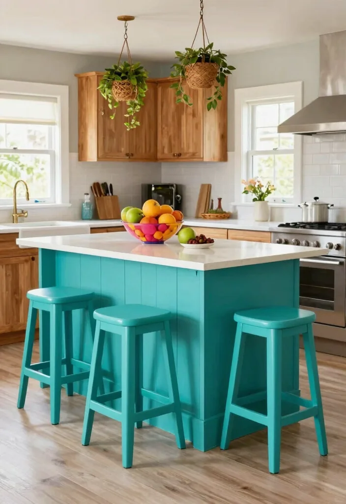 16 Kitchen Island With Table Extension Ideas That Add Flexibility - 7. Colorful Extendable Island 1