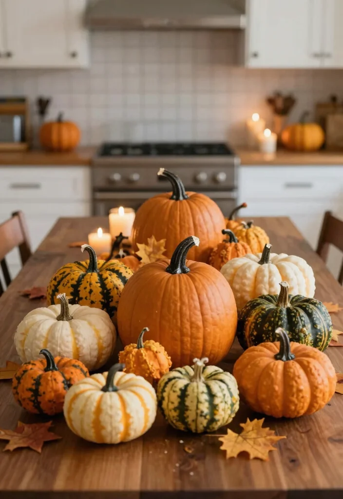 16 Kitchen Table Fall Decor Ideas With Cozy Vibes - 11. Incorporating Pumpkins 1