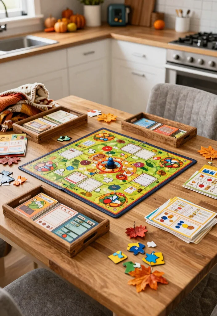 16 Kitchen Table Fall Decor Ideas With Cozy Vibes - 12. Seasonal Table Games 1