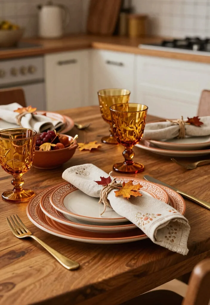 16 Kitchen Table Fall Decor Ideas With Cozy Vibes - 4. Elegant Tableware 1