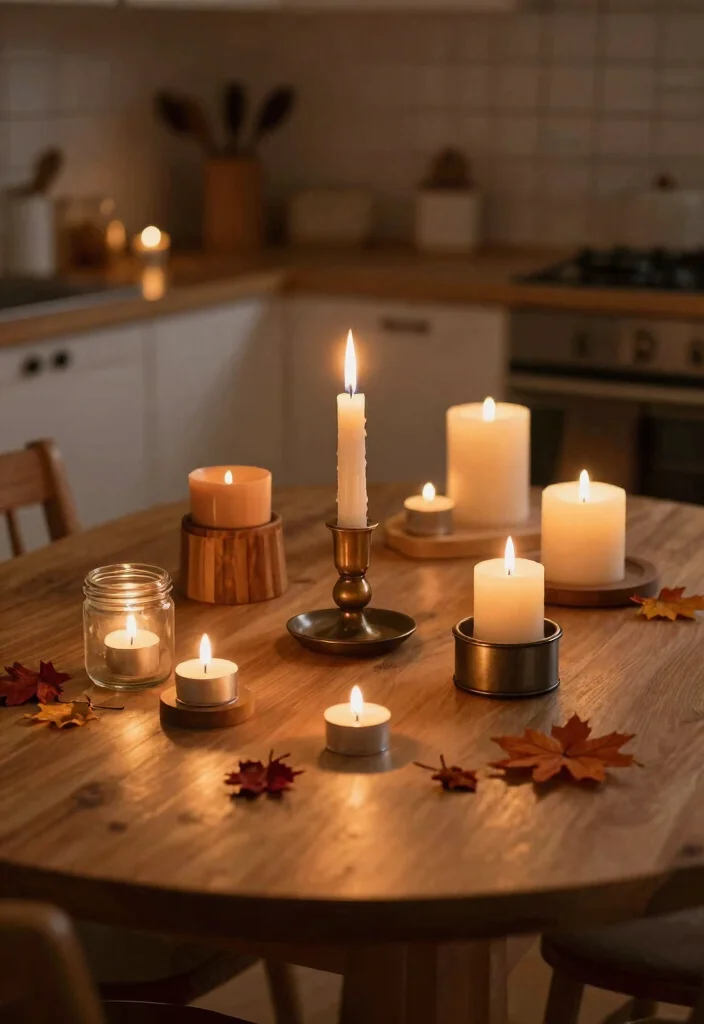 16 Kitchen Table Fall Decor Ideas With Cozy Vibes - 5. Cozy Candlelight 1