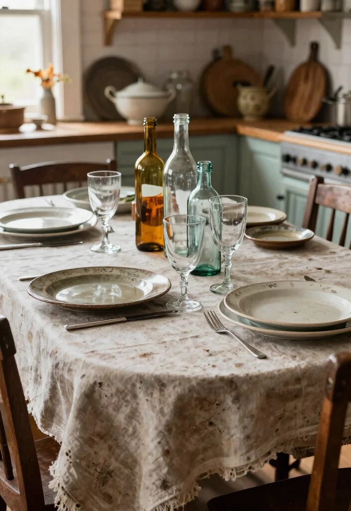 16 Kitchen Table Fall Decor Ideas With Cozy Vibes - 7. Vintage Finds 1