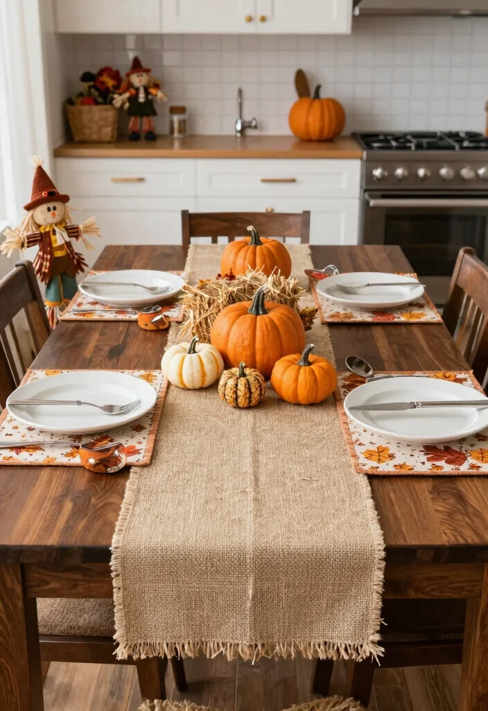 16 Kitchen Table Fall Decor Ideas With Cozy Vibes - 8. Themed Table Accents 1